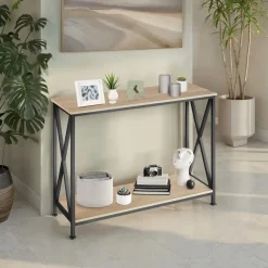 tectake Consoletafel Tacoma 100x35x80,5cm, Industrieel Licht Hout, Eiken Sonoma Clearance