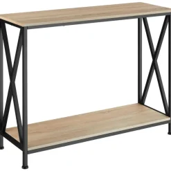 tectake Consoletafel Tacoma 100x35x80,5cm, Industrieel Licht Hout, Eiken Sonoma Clearance