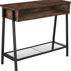 tectake Consoletafel Tralee 100x35x80,5cm, Industrieel Hout Donker, Rustiek Outlet