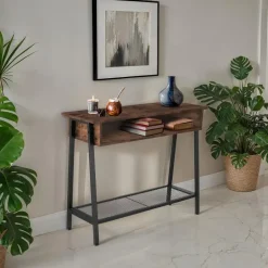 tectake Consoletafel Tralee 100x35x80,5cm, Industrieel Hout Donker, Rustiek Outlet