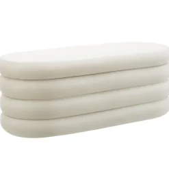 tectake Gestoffeerde zitbank Altu met veel opbergruimte, Fluweellook Crèmewit Sale