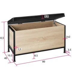 tectake Gestoffeerde zitkist Calico 81,5x41,5x50,5cm Outlet