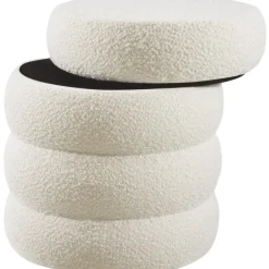 tectake Hocker Altu, gestoffeerd, opbergruimte, Bouclé Crèmewit New