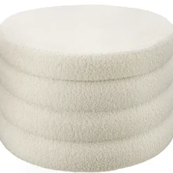 tectake Hocker Altu XL, gestoffeerd, opbergruimte, Bouclé Crèmewit Hot