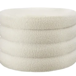 tectake Hocker Altu XL, gestoffeerd, opbergruimte, Bouclé Crèmewit Hot