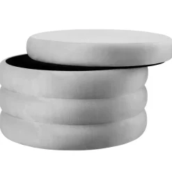 tectake Hocker Altu XL, gestoffeerd, opbergruimte, Fluweellook Grijs Discount