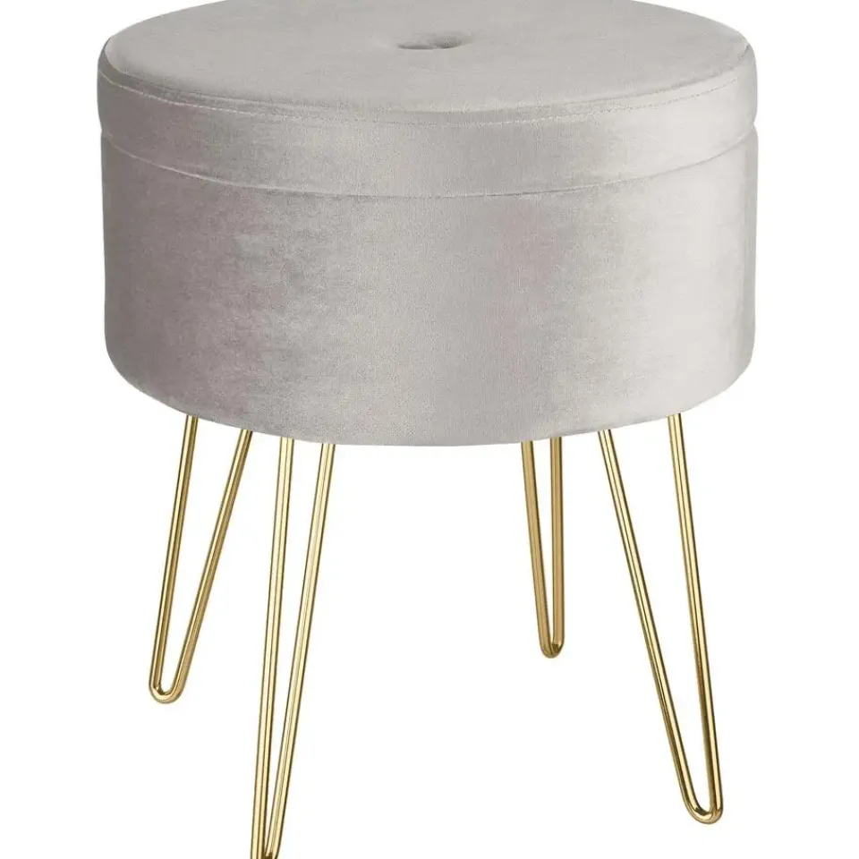 tectake Hocker Ava gestoffeerd in fluweellook 300kg met opbergruimte New