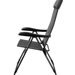 tectake Inklapbare campingstoel Müritz met hoofdkussen, aluminium, Antraciet Sale