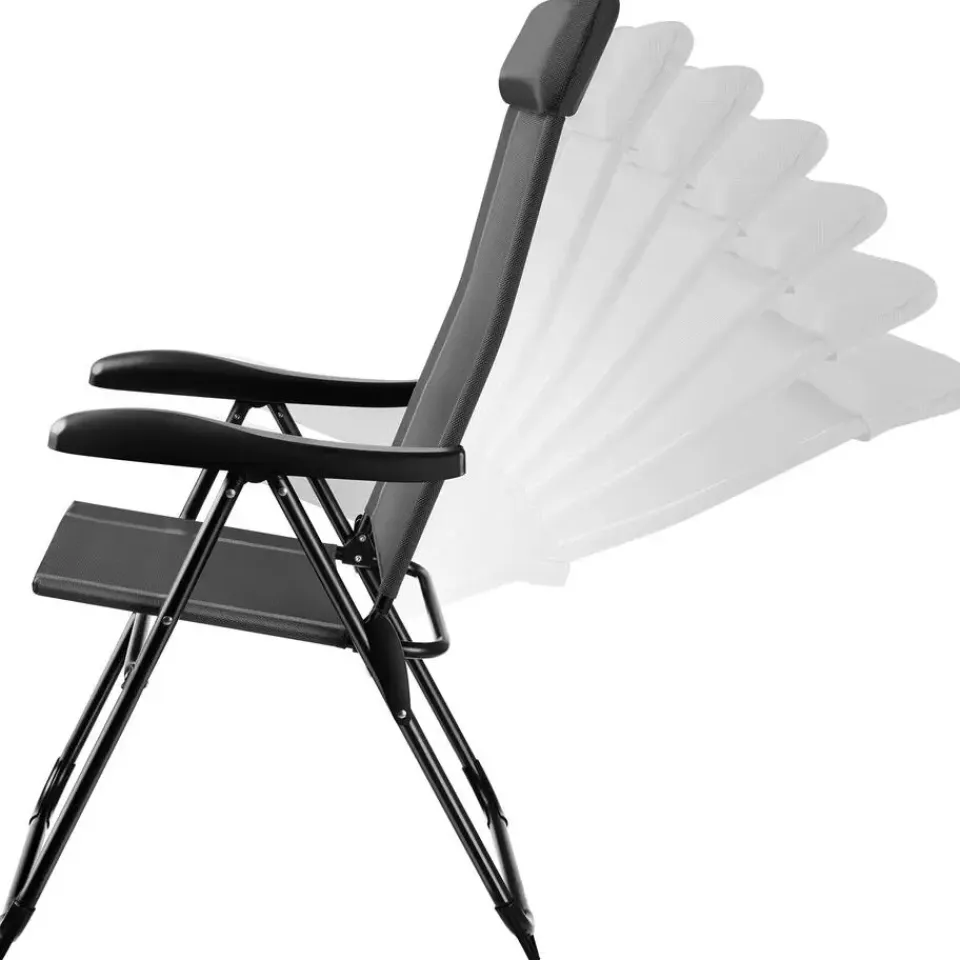 tectake Inklapbare campingstoel Müritz met hoofdkussen, aluminium, Antraciet Sale