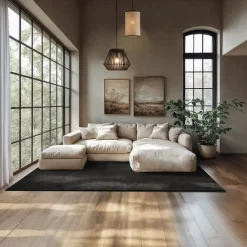 tectake ® Kortpolig vloerkleed Soft Zone 160 x 230 cm - Zwart Sale