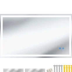 tectake LED-badkamerspiegel Clara, dimbaar, met 3 lichtkleuren, Antraciet New