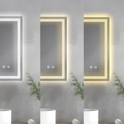 tectake LED-badkamerspiegel Clara, dimbaar, met 3 lichtkleuren, Antraciet New