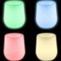 tectake LED-bloempot Luminous Courve Pot met afstandsbediening, Wit Online