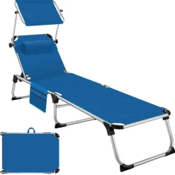 tectake Ligbed Aurelie van aluminium, 6 niveaus, Blauw Hot