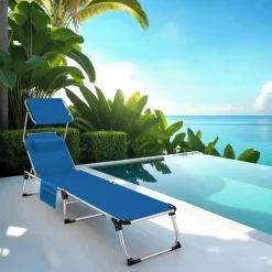 tectake Ligbed Aurelie van aluminium, 6 niveaus, Blauw Hot