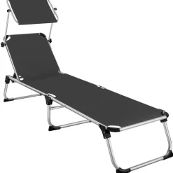 tectake Ligbed Aurelie van aluminium, 6 standen, Zwart Online