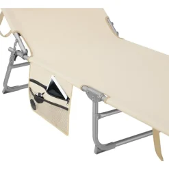 tectake Ligbed Chloé 4-niveaus, hoofdkussen en tas, Beige