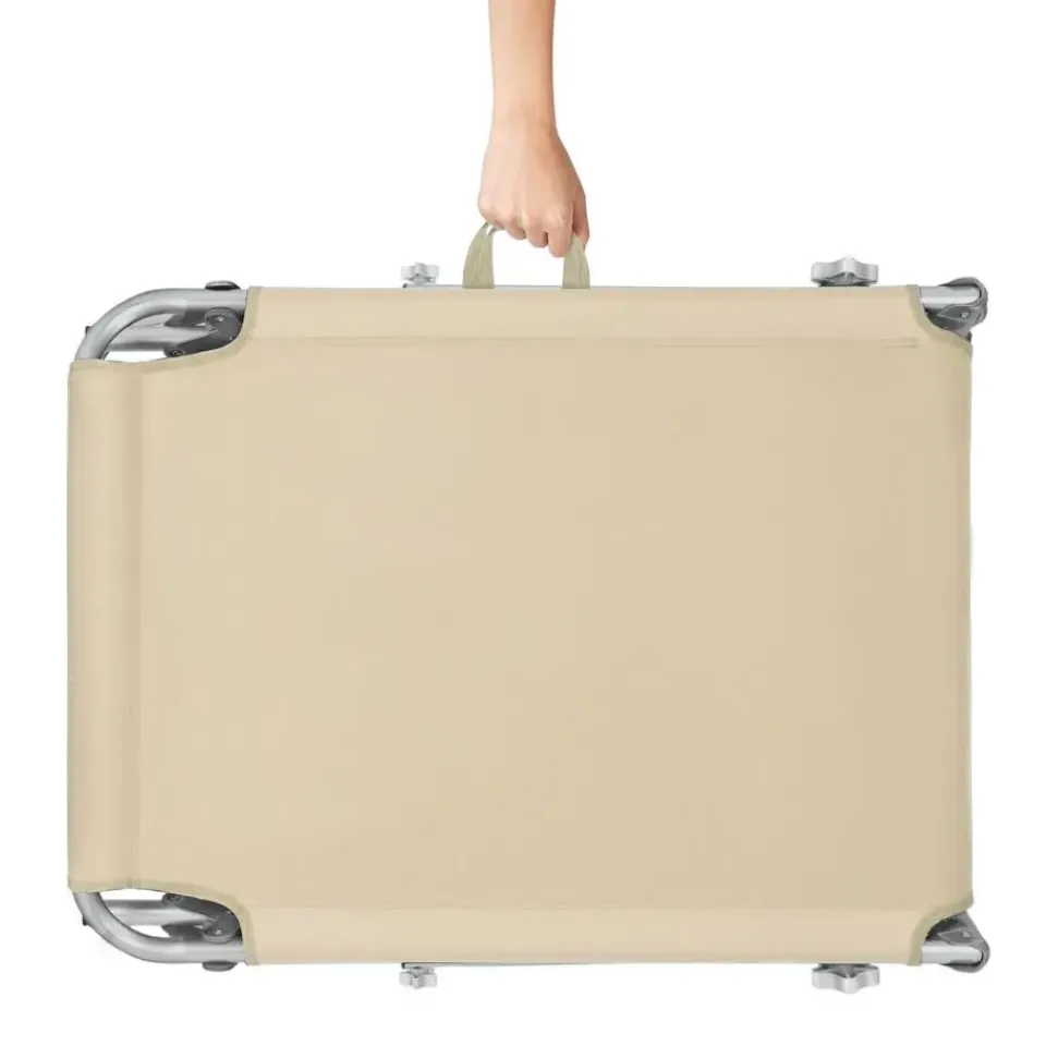 tectake Ligbed Chloé 4-niveaus, hoofdkussen en tas, Beige