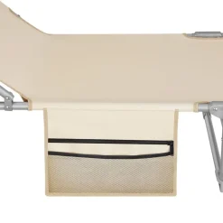 tectake Ligbed Chloé 4-niveaus, hoofdkussen en tas, Beige