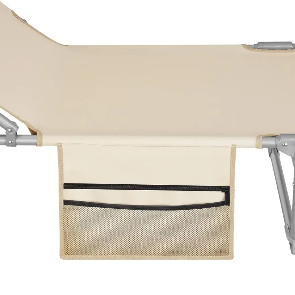 tectake Ligbed Chloé 4-niveaus, hoofdkussen en tas, Beige