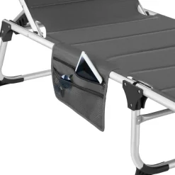 tectake Ligbed Lorella gestoffeerd, inklapbaar, Grijs Sale