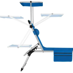 tectake Ligbed Lorella gestoffeerd, inklapbaar, Blauw Hot