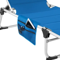 tectake Ligbed Lorella gestoffeerd, inklapbaar, Blauw Hot