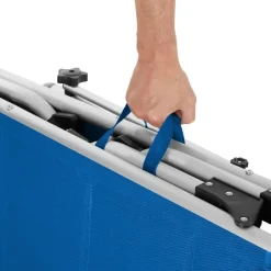 tectake Ligbed Lorella gestoffeerd, inklapbaar, Blauw Hot