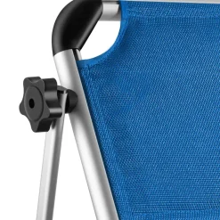 tectake Ligbed Lorella gestoffeerd, inklapbaar, Blauw Hot