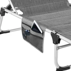 tectake Ligbed Lorella gestoffeerd, inklapbaar, Grijsgevlekt