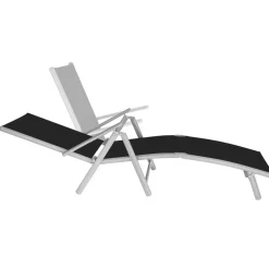 tectake Ligbed Marisol aluminium, 7 standen, Zwart/zilver Hot