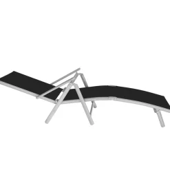 tectake Ligbed Marisol aluminium, 7 standen, Zwart/zilver Hot