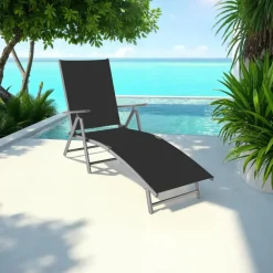 tectake Ligbed Marisol aluminium, 7 standen, Donkergrijs