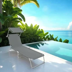 tectake Ligbed met 4 standen, Grijs Sale