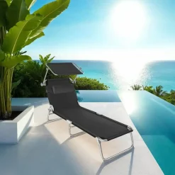 tectake Ligbed 4-niveaus met hoofdkussen, Zwart Best