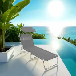 tectake Ligbed 4-niveaus met hoofdkussen, Grijs New