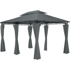 tectake Luxe tuinpaviljoen Emine 4x3m met 6 zijdelen, Antraciet Online