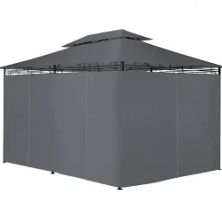 tectake Luxe tuinpaviljoen Emine 4x3m met 6 zijdelen, Antraciet Online