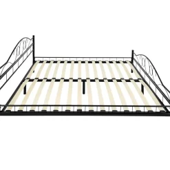 tectake Metalen bed met lattenbodem in romantisch ontwerp, Zwart/zwart Outlet