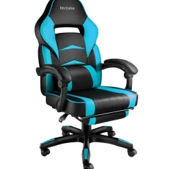 tectake Racing bureaustoel Comodo met voetsteun , Zwart/azuur Best
