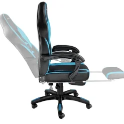 tectake Racing bureaustoel Comodo met voetsteun , Zwart/azuur Best