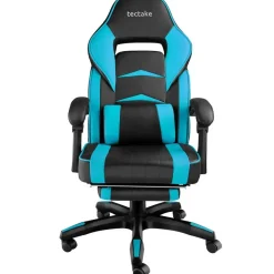 tectake Racing bureaustoel Comodo met voetsteun , Zwart/azuur Best