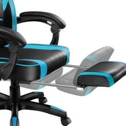 tectake Racing bureaustoel Comodo met voetsteun , Zwart/azuur Best