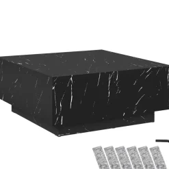 tectake Salontafel Lasley met voet, draagkracht 45 kg, Marmerlook Zwart Outlet