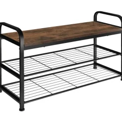 tectake Schoenenrek Southampton 91x36x55cm, Industrieel Hout Donker, Rustiek Sale