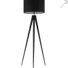 tectake Staande lamp Lunaris, textielkap, driepootsframe, Zwart New