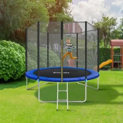 tectake Trampoline Garfunky met veiligheidsnet, Zwart/blauw Online