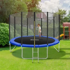 tectake Trampoline Garfunky met veiligheidsnet, Zwart/blauw Hot