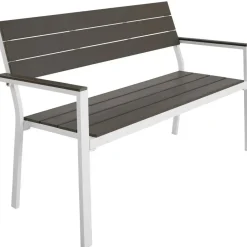 tectake Tuinbank Line 2-zitter met aluminium frame 128x59x88cm, Lichtgrijs/wit Online