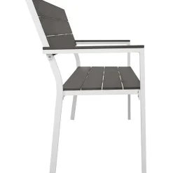 tectake Tuinbank Line 2-zitter met aluminium frame 128x59x88cm, Lichtgrijs/wit Online